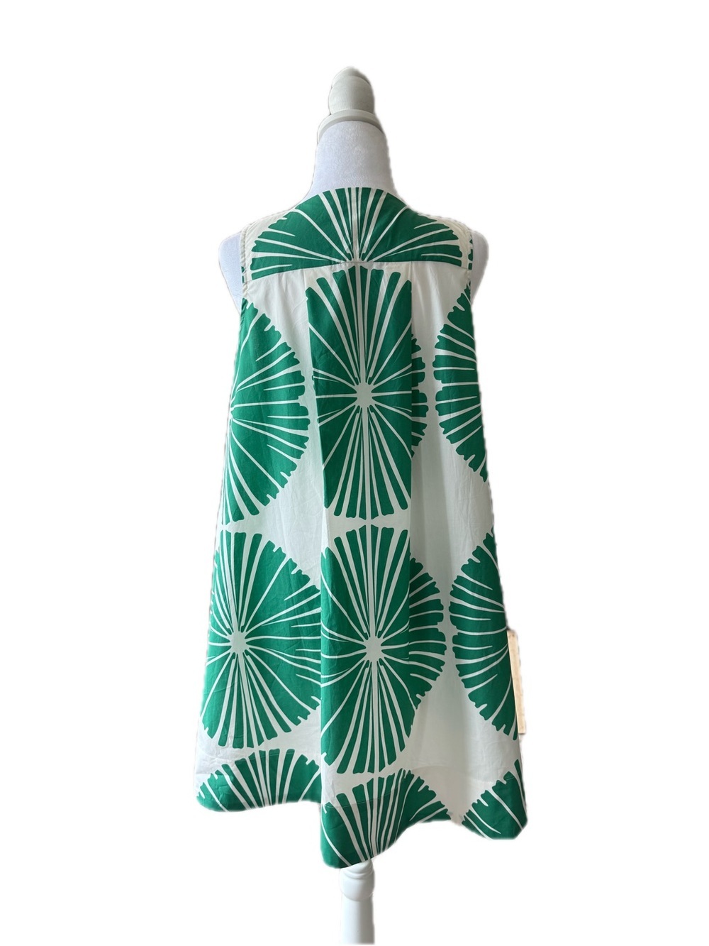 Banana Republic White Poplin Swing Mini Dress with Green Radiant Print NWT - Picture 3 of 11